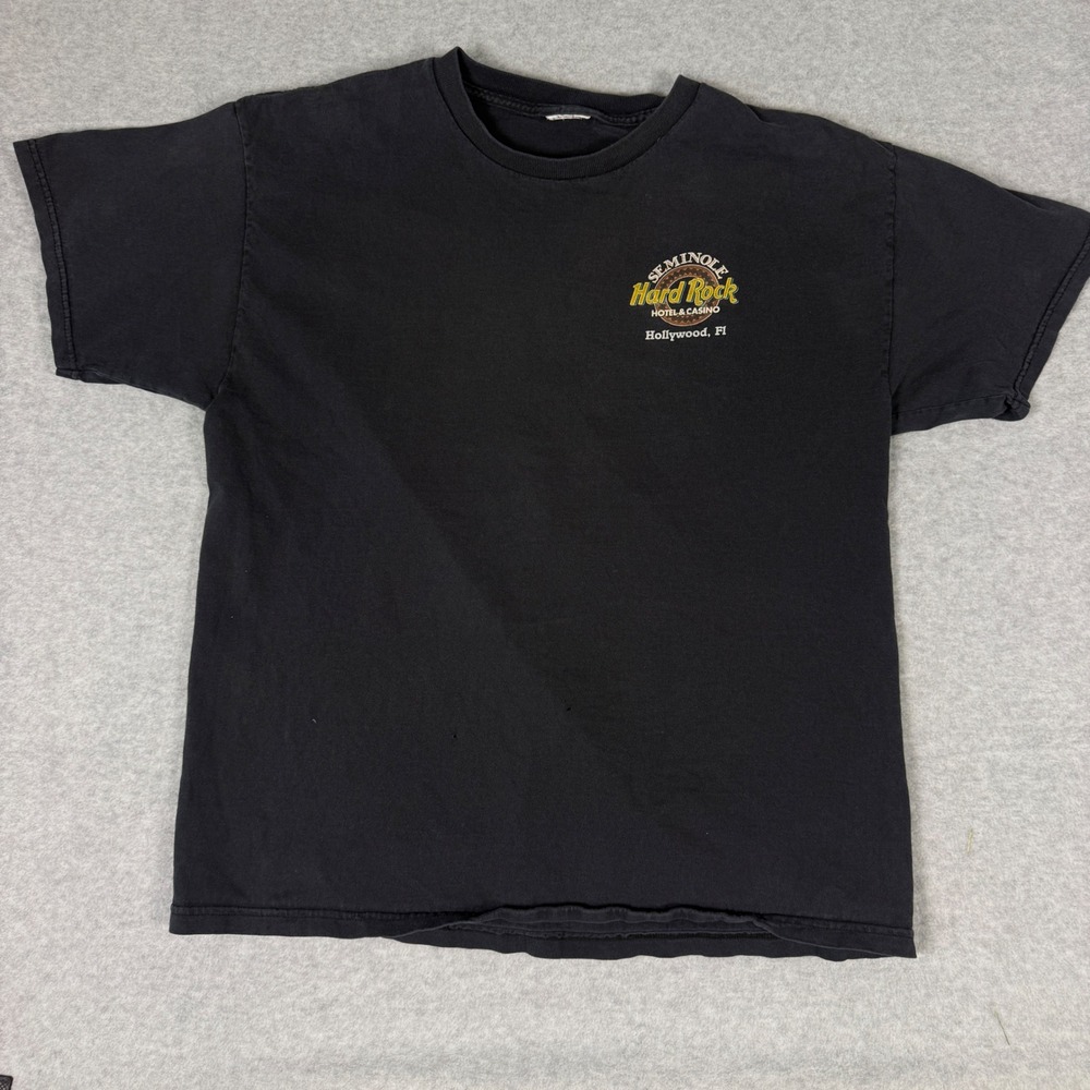 Hard Rock Seminole Hotel Casino TShirt Mens XL Black Guitar Graphic Souvenir Y2K